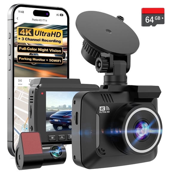 ALDF 4K Dash Cam Front and Rear Inside,4K 1080 Full HD Dash Camera,STARVIS 2 Sensor,Built in 5GHz WiFi & GPS Car Camera,2.4" IPS Screen, 64GB SD Card,App Control,170°Wide Angle, 24H Parking Mode