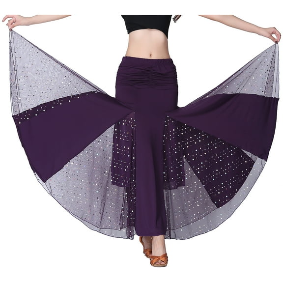 Long Women's Ballroom Standard Full Dance Practice Performance Routine Skirts