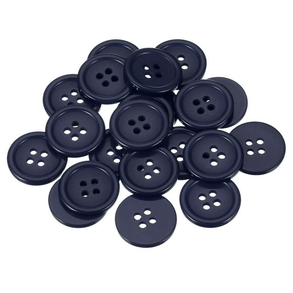 Uxcell 22 Pcs Navy Blue Resin Button, 4/5 Inch(20mm) Round 4 Holes Sewing Buttons, Small Size Flatback Button for DIY Craft Making Clothes Sewing Handmade Ornament
