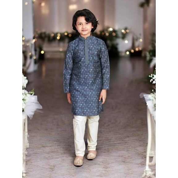 Poly Digital Print Traditional Kurta Pajama Set for Boys, Cultural Wear