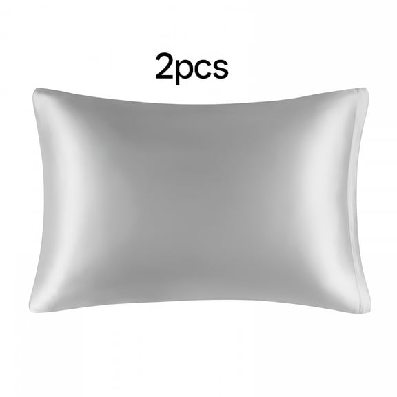 AUQ Satin Pillowcases for Skin Set of 2,Zipper Closure Silver Queen