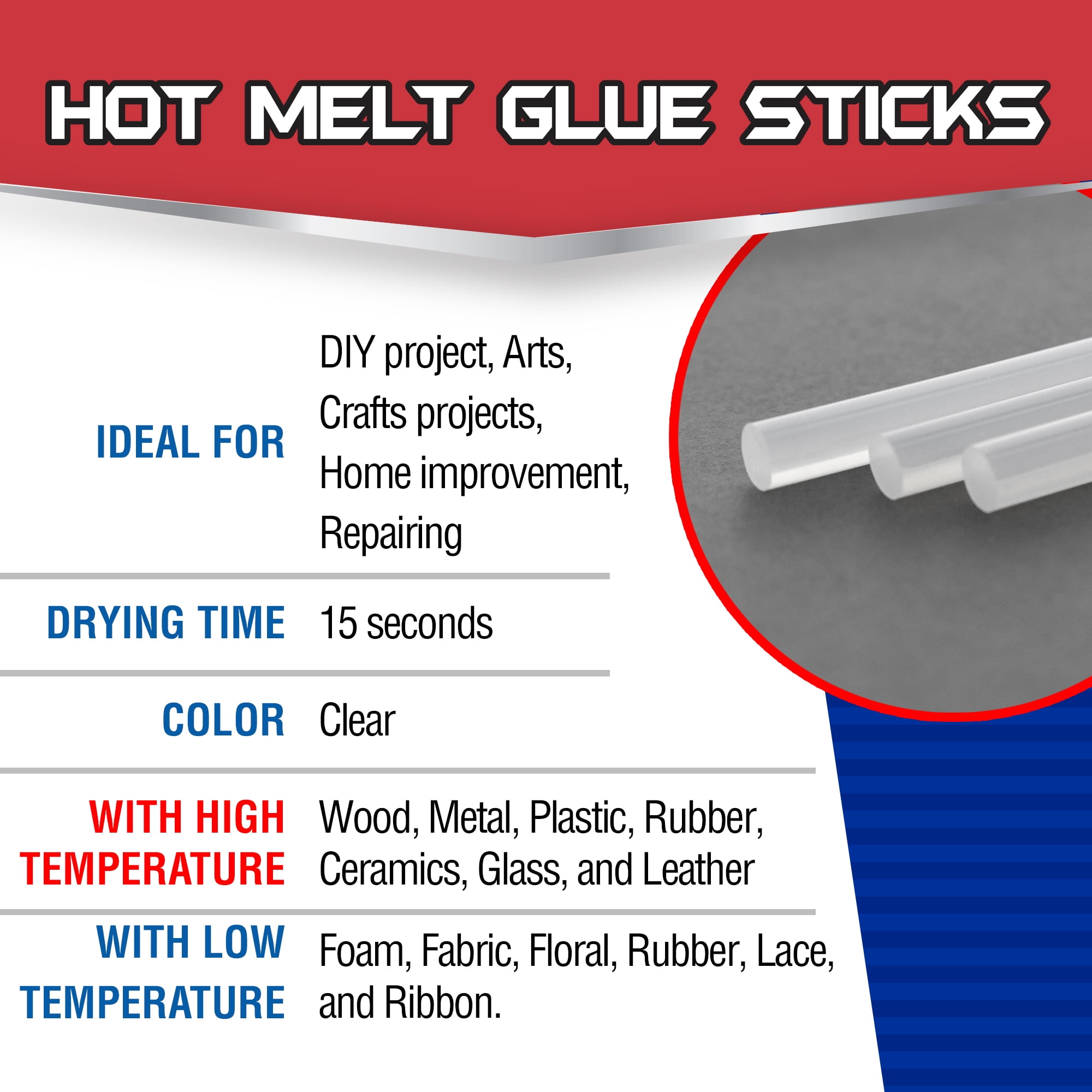 BAZIC Hot Melt Glue Sticks Dual Temp 3.9" x 0.27" (100/Pack), 2-Packs