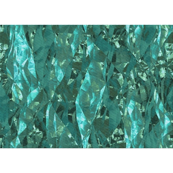 Ahgly Company Machine Washable Indoor Rectangle Transitional Medium Teal Green Area Rugs, 8' x 12'