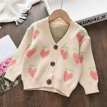

Hunpta Toddler Girls Winter Cute Fruit Prints Sweater Long Sleeve Warm Knitted Pullover Knitwear Tops Coat
