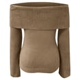 thumbnail image 5 of DHFJKG Off Shoulder Sweaters For Women Sexy Slim Fit Knit Long Sleeve Pullover Fashion Solid Color Spring Fall Trendy Tops, 5 of 5