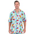 thumbnail image 2 of UZZI Mens Hawaiian Casual Button Down Short Sleeve Beach Tropical Fruits Print Party Shirt, Fruits Lt. Blue, Size: Large, Uzzi Active Wear, 2 of 2