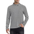 thumbnail image 1 of Camiseta de cuello alto a rayas INSPIRE CHIC para hombre, de manga larga, pullover, camiseta a rayas, S, negro y blanco, 1 of 6