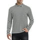 thumbnail image 1 of Camiseta de cuello alto a rayas INSPIRE CHIC para hombre, de manga larga, pullover, camiseta a rayas, S, negro y blanco, 1 of 6