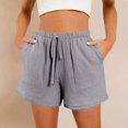 thumbnail image 2 of COMVALUE Women 2026 Shorts for Seniors Summer Casual Drawstring High Waisted Wide Leg Womens Gauze Short Shorts (Grey, L), 2 of 7