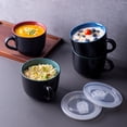 thumbnail image 5 of AmorArc Ceramic Soup Mugs with Lid, 24 oz Soup Cups with Hanlde for Coffee,Cereal,Salad,Noodles,Tea,Soup Bowls Cups,Microwave &Dishwasher Safe, Set of 4, Multi-color with Vented lid, 5 of 7