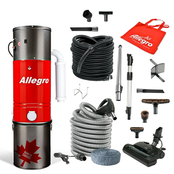 Allegro MU4500 Champion 6,000 Square Foot Home Central Vacuum System -Electric Powerhead and Hose Package Ideal for Hard Surfaces and Hardwood Floors -Made in Canada
