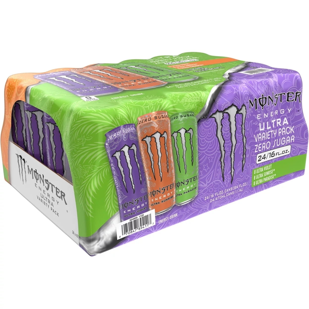 Monster Energy Ultra Variety Pack, Sunrise, Violet, Paradise, 16 Fl Oz