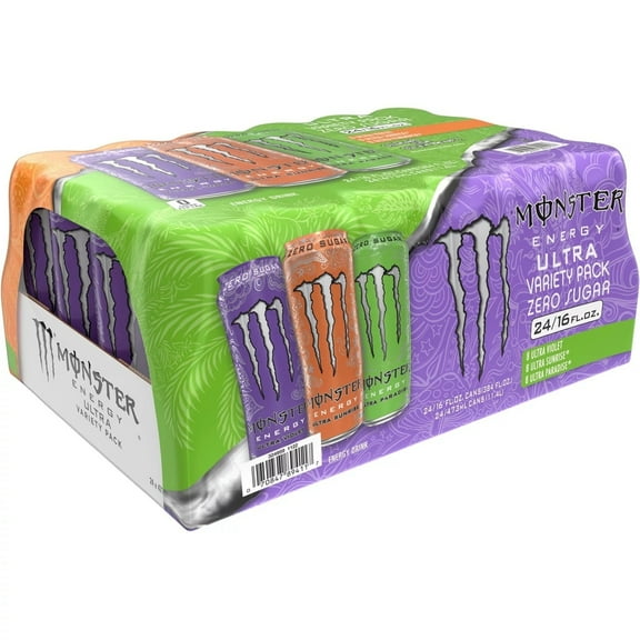 Monster Energy Ultra Variety Pack, Sunrise, Violet, Paradise, 16 Fl Oz (24 Pack)