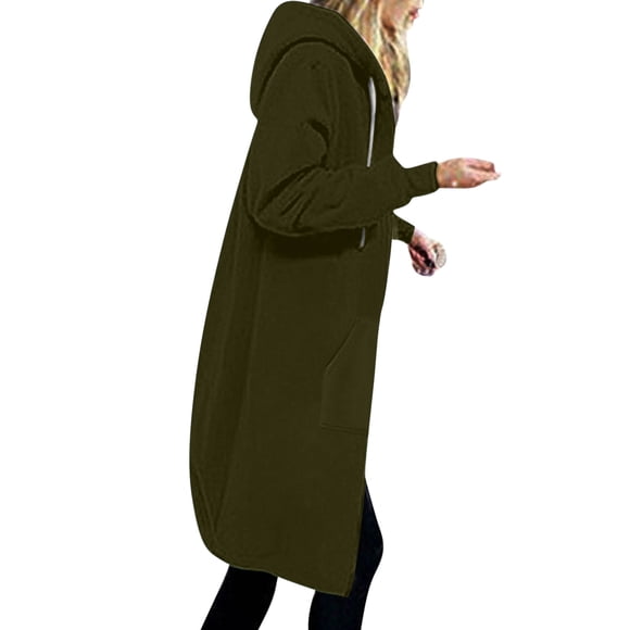 Timegard Chandail à Capuchon Surdimensionné pour Femmes Grande Taille, Chandails à Fermeture Éclair, Automne Hiver, Décontracté, Confortable, Longs Manteaux
