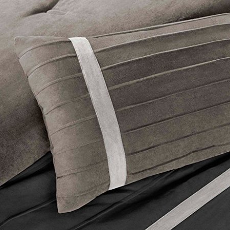 Madison Park Palmer 7 Piece Comforter Set Queen Black Gray
