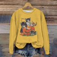 thumbnail image 2 of Halloween Shirts for Women Spring Fall Winter Retro 90s Cat Print Sweatshirt Tops Long Sleeve Funny Shirts for Women Yellow M, 2 of 2