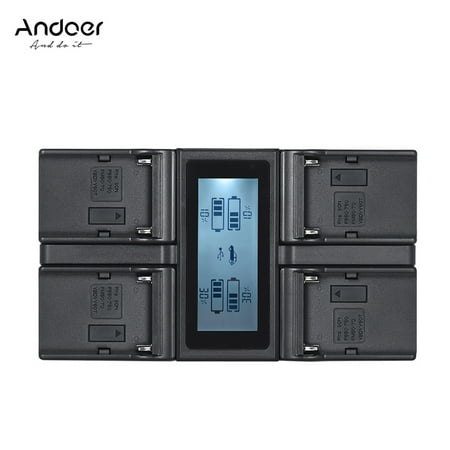 Andoer NP-FW50 NPFW50 4-Channel Digital Camera Battery w/ LCD Display for Sony α7 α7R α7sII α7II α6500 A6300 α7RII NEX Series