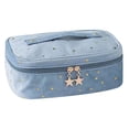 thumbnail image 1 of Blue Large Capacity Portable Cosmetic Wash Bag European Classical Style Travel Storage Organizer Velvet Makeup Bag In Blue For Women And Personal Care Essentials, 1 of 7