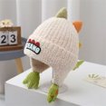 thumbnail image 3 of Kids Knit Trapper Hat with Ear Flaps Winter Warm Fleece Lined Beanie with Tassel Ties for Toddlers Boys Girls, 3 of 6