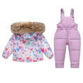thumbnail image 3 of lnmuld Two Piece Girls Insulated Snowsuit Set Warm Winter Padded Overalls with Hooded Coat for Outdoor Cold Weather Adventures Size:5-6 Years, 3 of 4