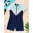thumbnail image 4 of MSEMIS Unisex Boys Girls Rash Shirt One Piece Tankini Short Sleeve Boyshort Swimwear Color BlockLight Blue 10, 4 of 5