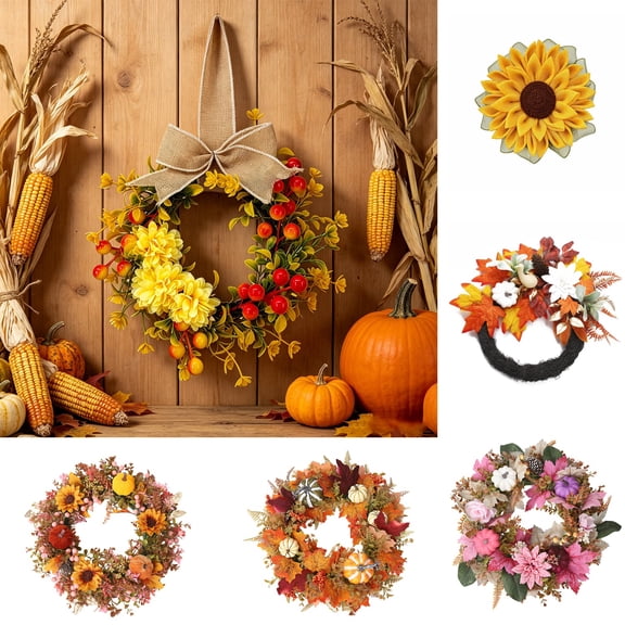 Aurorax Fall Wreaths for Front Door,Green Wreaths for Year Around with Floral Bows All Season Farmhouse Wedding Wreath Indoor Wall Window
