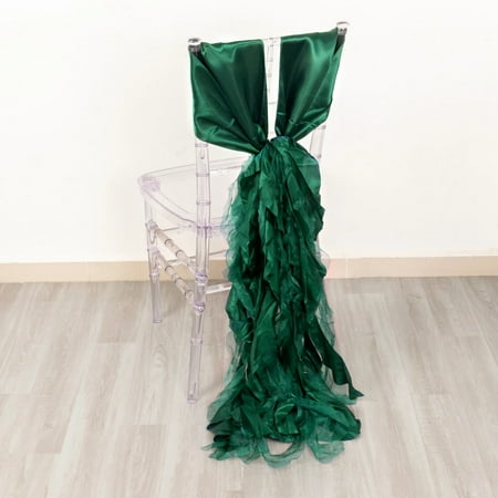 

BalsaCircle 5 Hunter Green Curly Willow Chiffon Satin Chair Sashes Wedding Party Events Reception Decorations Supplies