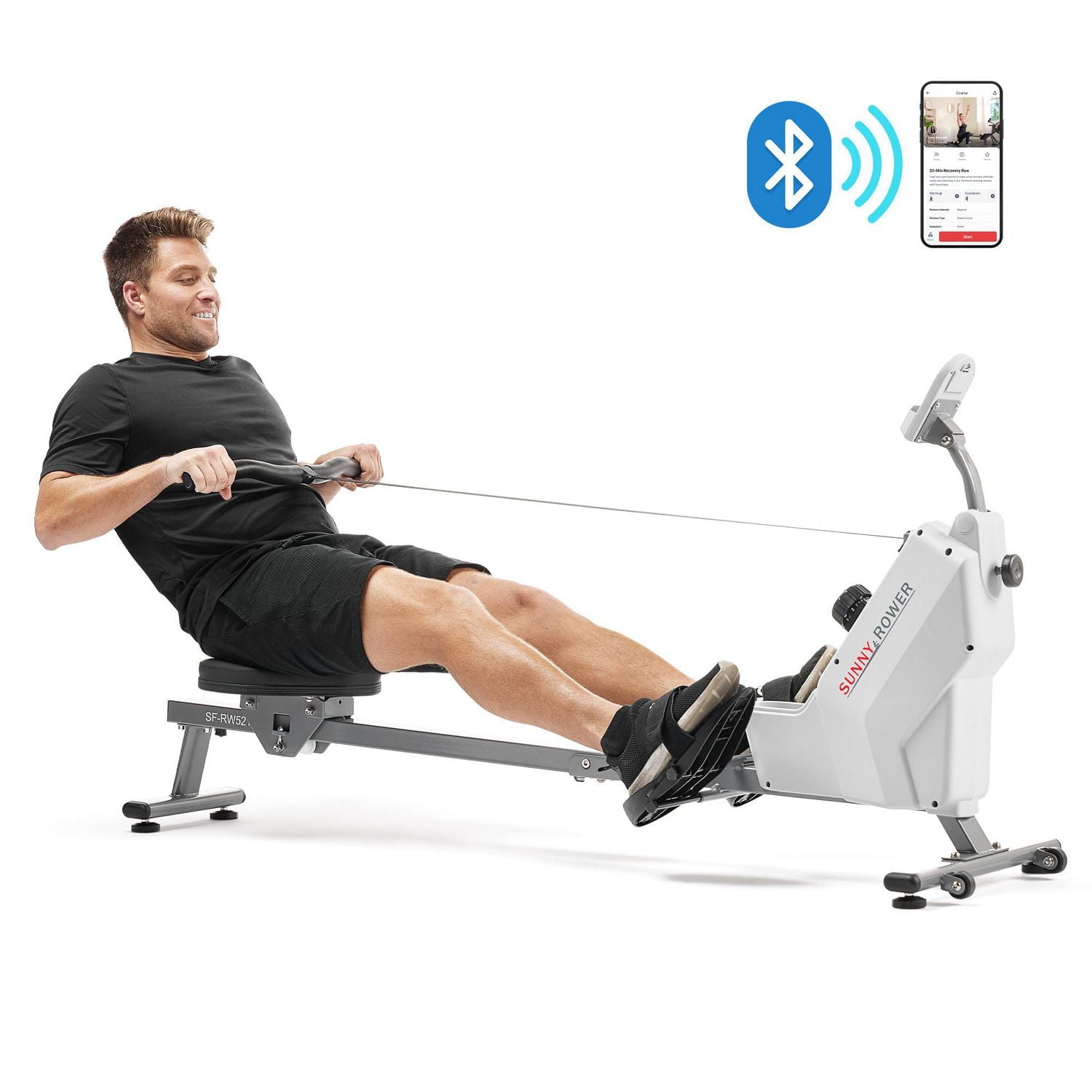 Sunny Health & Fitness Smart Compact Magnetic Rowing Machine with ...