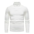 thumbnail image 2 of Men's Sweaters Ribbed Slim Fit Knitted Pullover Autumn Winter Turtleneck Solid Color Sweater Men White 4XL, 2 of 6