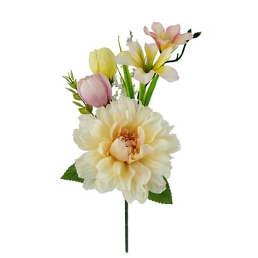 Mainstays 11.5  inches Indoor Artificial Dahlia Mix Pick, Cream Color.