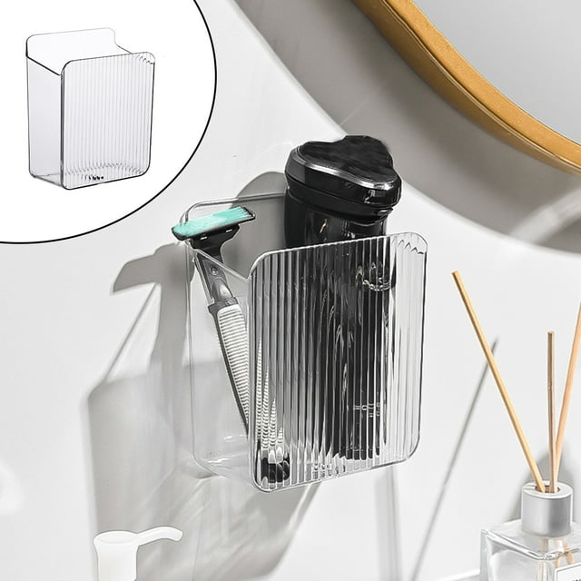 Organizador de pared para teléfono celular | Soporte adhesivo de plástico para control remoto | Caja de almacenamiento transparente de PET para oficina, dormitorio, cocina, baño | 1 paquete