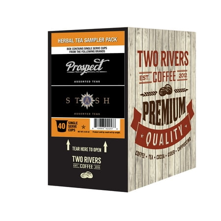 White Tea Sampler - Two Rivers Coffee, Herbal Tea Sampler, 40 Count Kcups