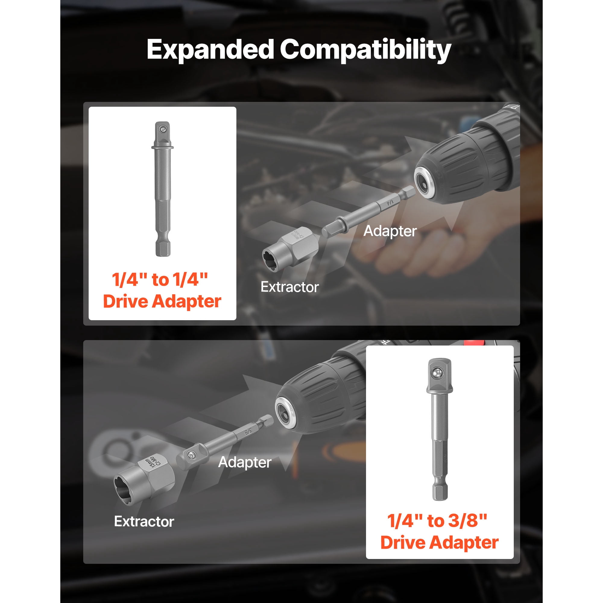 KFFKFF 54-Piece Screw Extractor Set with Drill Bits, Includes Nut Bolt Extractors, Adapters, and Storage Case, Made of Cr-Mo Steel for Removing Damaged, Rounded, or Stripped Fasteners