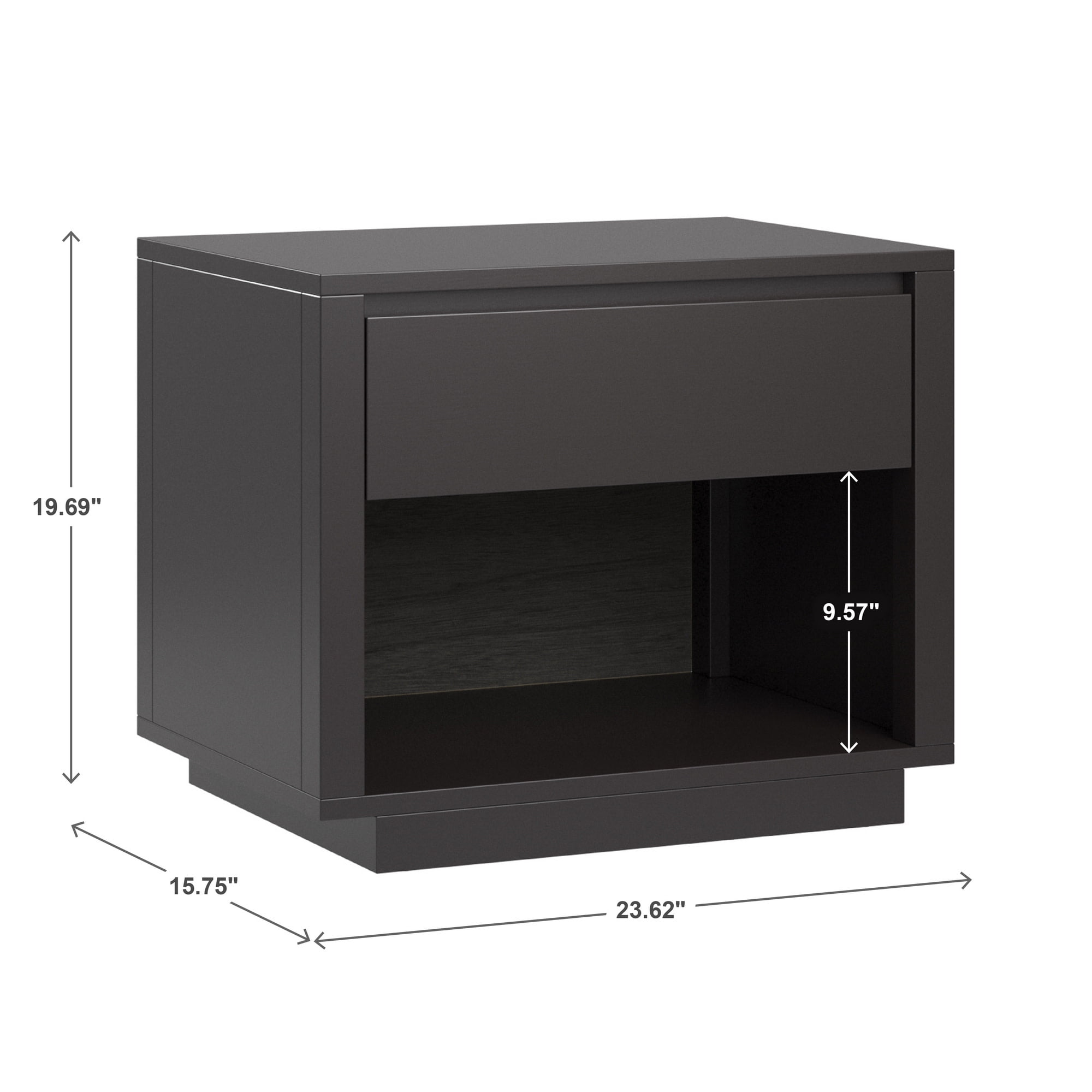 Weston Home Potrero Danish-Inspired Modern 1-Drawer Nightstand, Black Finish