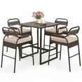 thumbnail image 1 of Gymax 5-Piece Patio Rattan Counter Set Counter Height Square Table w/ 4 Wicker Counter Stools, 1 of 10