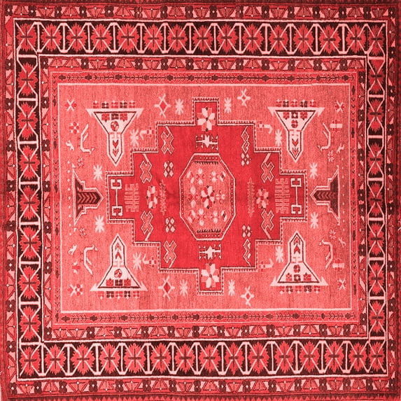 Ahgly Company Indoor Square Persian Red Traditional Area Rugs, 5' Square