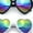 (2-pack) Black and White, variant on Womens Rusta Rainbow Mirror Lens Plastic Frame Heart Shape Sunglasses Black - Smoke