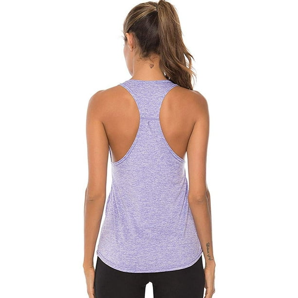 Yoga Tops for Women Activewear Workout Tank Tops Athletic Women Sleeveless  Tops Racerback Running Sports Shirts Purple 