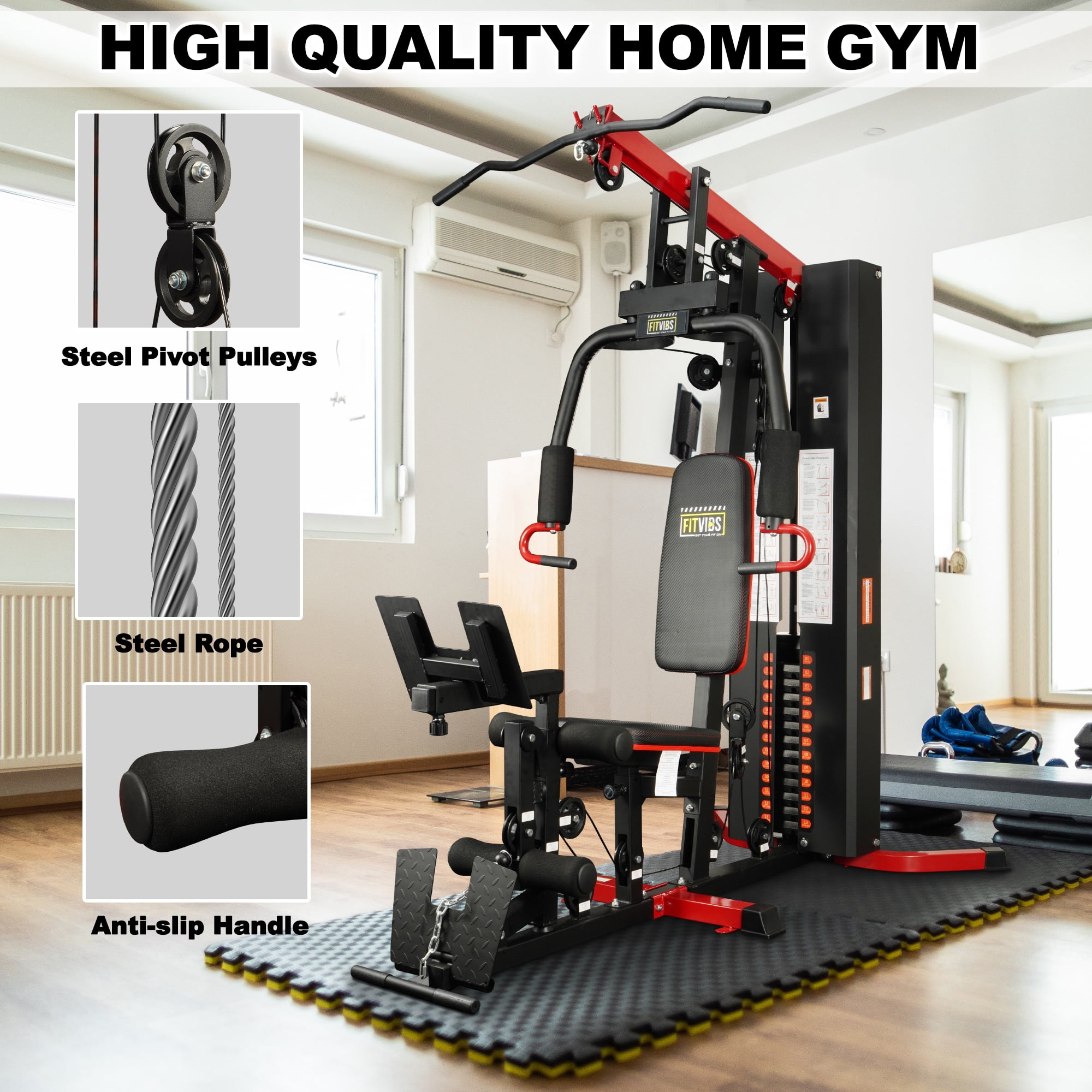 FlexWave LX770 Multifunctional Full Home Gym System Workout Station with 160 Lbs Weight Stack, One Station with Leg Training Pedal, Comes with Installation Instruction Video, Ships in 5 Boxes