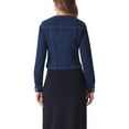 thumbnail image 3 of INSPIRE CHIC Women's Denim Jackets Collarless Long Sleeves Button Down Crop Jean Jackets XL Black Blue, 3 of 6