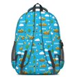 thumbnail image 3 of Excavator and Tree Blue Pattern Cute School Backpack Bag with Padded Back and Adjustable Shoulder Straps 16.9 X 12.6 X 5.9 Inches, 3 of 5