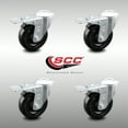 thumbnail image 2 of 4 Inch SS Hard Rubber Wheel Swivel Bolt Hole Caster Set with Total Lock Brake, 2 of 2