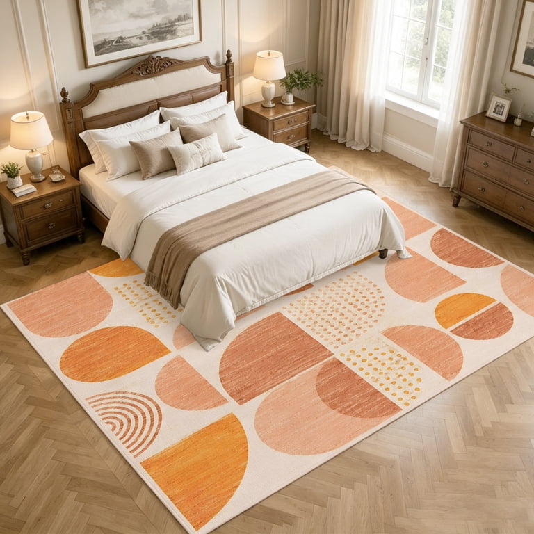 Terracotta Semicircles Area Rugs 5x7ft Boho Art Modern Geometrics ...