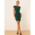 thumbnail image 3 of Vestido Recto De Trabajo De Oficina Con Mangas Casquillo Para Mujer Verde L, 3 of 6