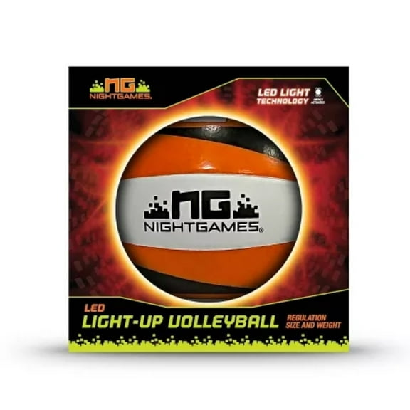 NG NightGames LED Light Up Orange, Black and White Volleyball - Regulation Size and Weight