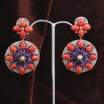 thumbnail image 3 of Natural Coral Amethyst,Diamond Gemstone 925 Sterling Silver Earrings, 3 of 3