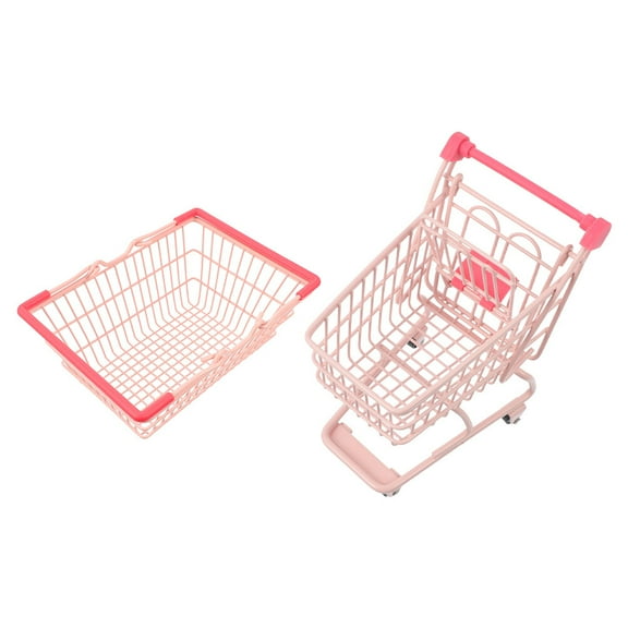 Toyvian Small Shopping Cart Pink Alloy 2Pcs