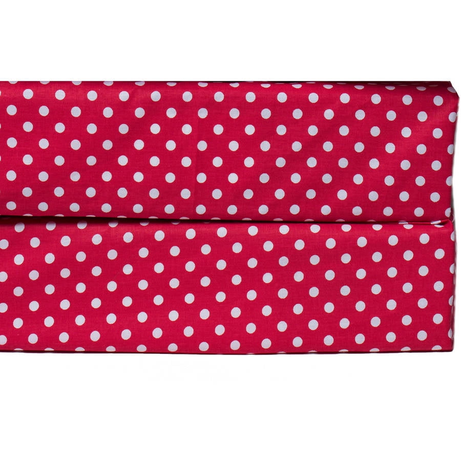 Bacati - MixNMatch Pin Dots Crib/Toddler Bed Sheets 100% Cotton Percale, Red, 2-Pack
