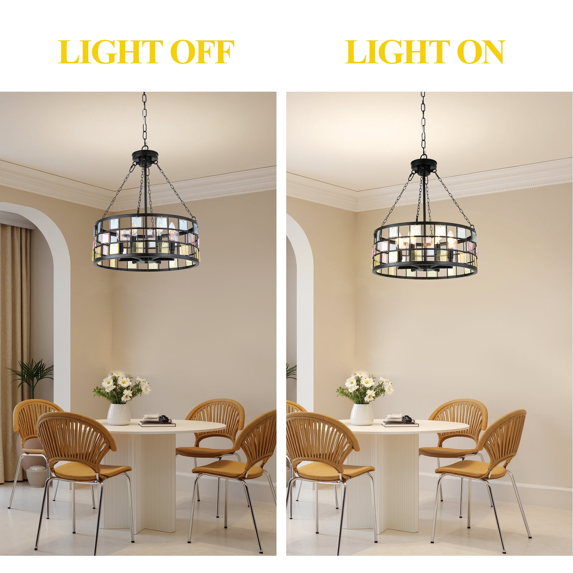 Chords Attic 17" Vintage Church Candle Style Chnadelier Adjustable Hanging Pendant Light Fixture for Livingg Room, dining Room
