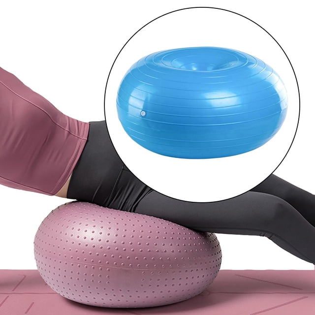 1 pieza pelota de fuerza inflable rítmica antiexplosión engrosamiento pelota de fitness pilates donut para entrenamiento oficina , Azul B